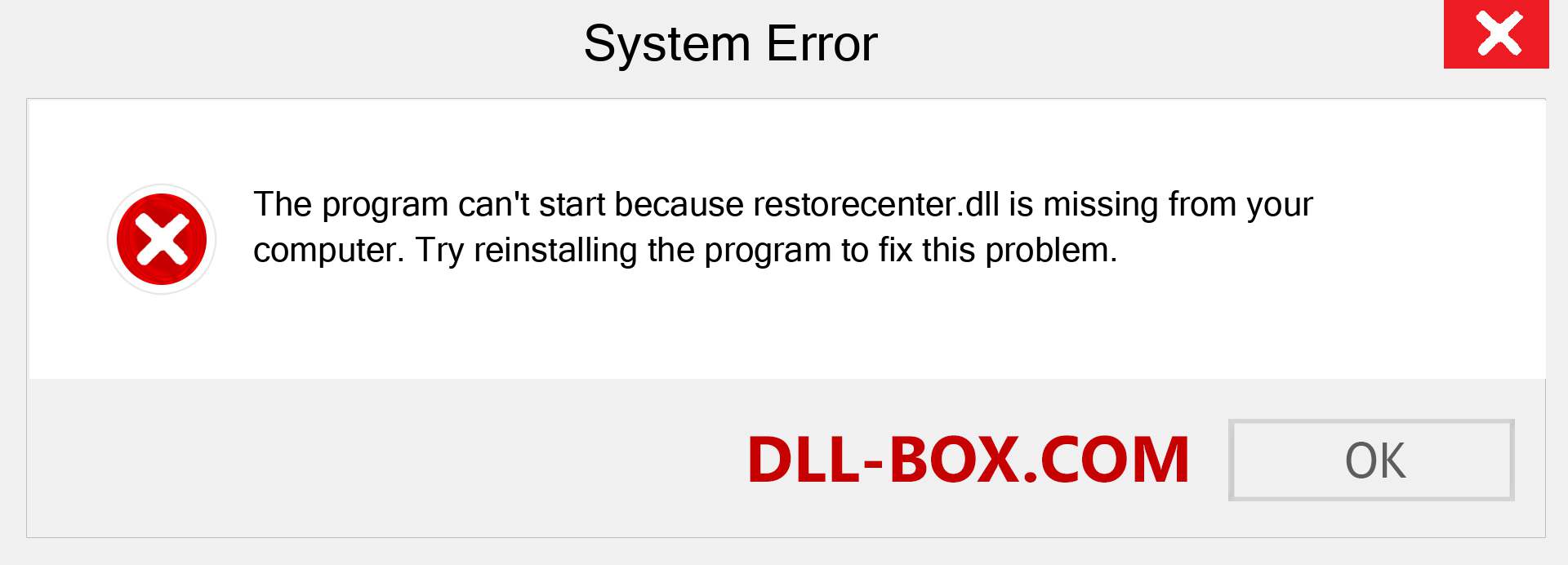  restorecenter.dll file is missing?. Download for Windows 7, 8, 10 - Fix  restorecenter dll Missing Error on Windows, photos, images
